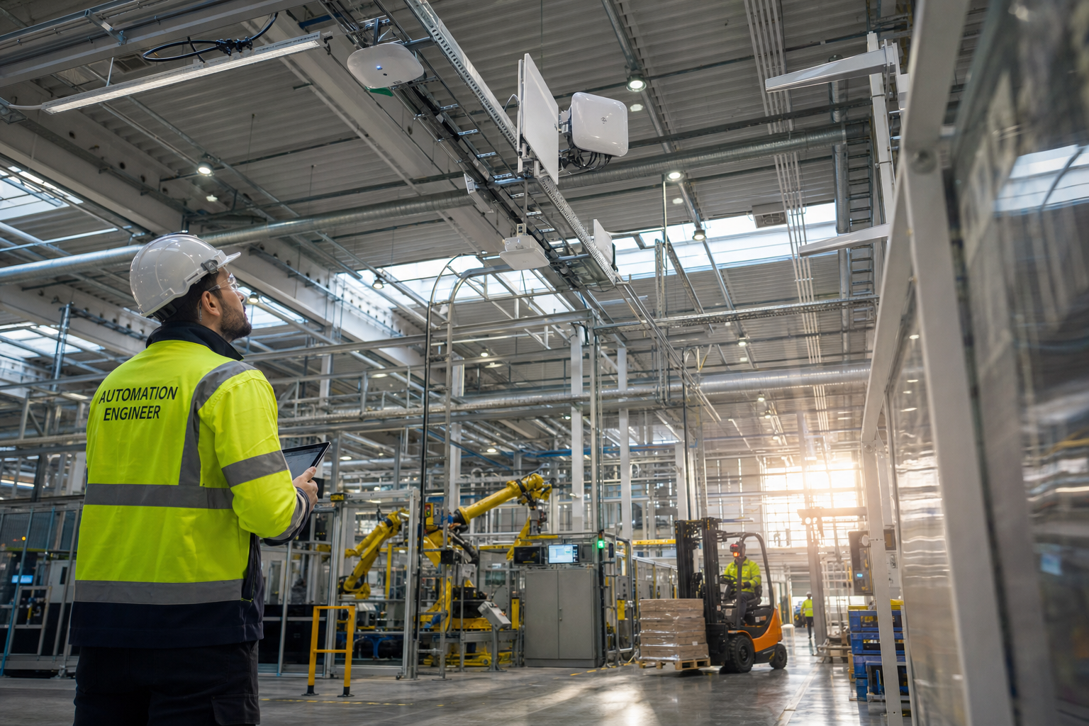 Industrieel WiFi netwerk in fabriekshal