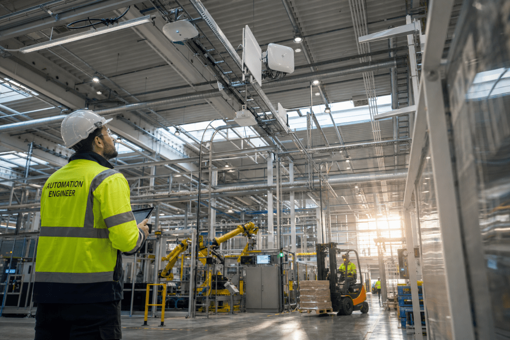 Welke factoren bepalen het ontwerp van een industrieel WiFi netwerk (dekking, roaming en interferentie) in een&nbsp;fabriekshal?