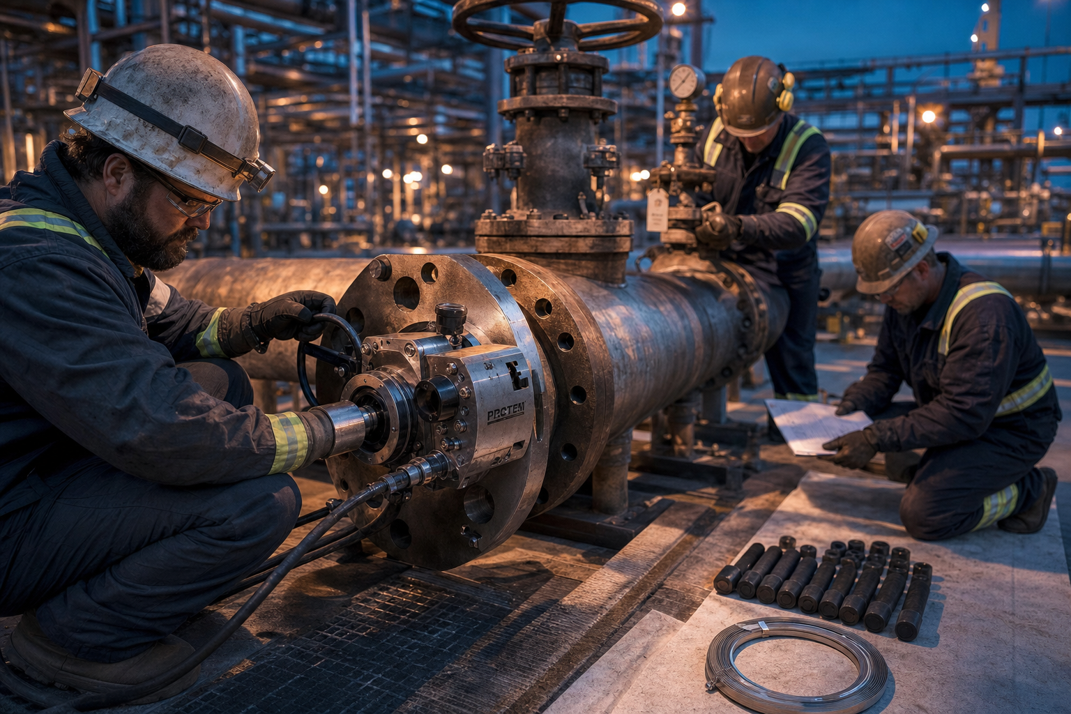 Flange facing services equipment in action