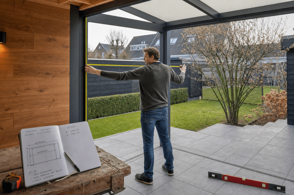 Hoe meet je je veranda of overkapping correct op voor een glazen schuifwand en welke fouten moet je vermijden bij het bestellen?
